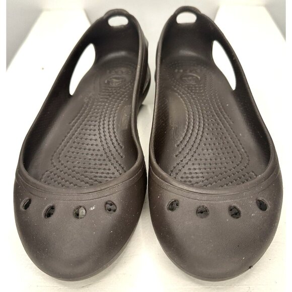 Crocs Womens Shoes Kadee II Ballet Flats Slip On Rubber Water Sandals Brown 6 - Picture 2 of 11